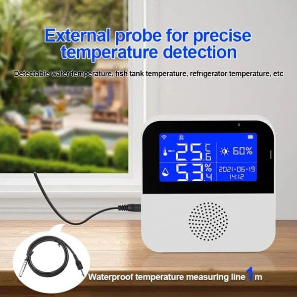 Tuya Smart Home WIFI Temperature Humidity Sensor Alarm Indoor Outdoor Hygrometer Thermometer Detector Support Alexa Google Home