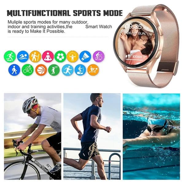 2023 New IP67 Waterproof SmartWatch Women watch full circlescreen Sleep Monitor FashionActivity tracker Smartwatch For Samsung
