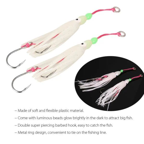 2Pcs/Lot Big Squid Bionic Bait Skirt Soft Baits with Hooks Octopus Lure Squid Jig Fishing Soft Lures 6cm/10cm/12cm