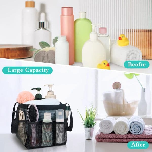 d568c Hot Sale Caddy Portable 8 Mesh Shower Pockets Shower Caddy Basket Bag Tote for College Dorm Room Toiletry Bathroom 2 handles Shower Bag