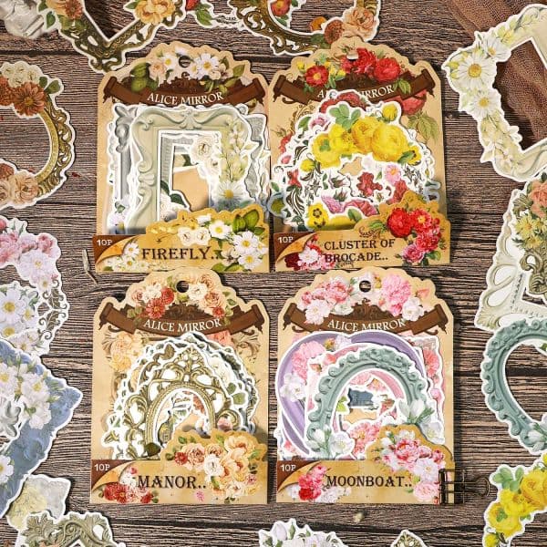 Journamm 10pcs/pack Flowers Frame Materials Paper Decor Junk Journal Supplies DIY Scrapbooking Collage Stationery Craft Paper
