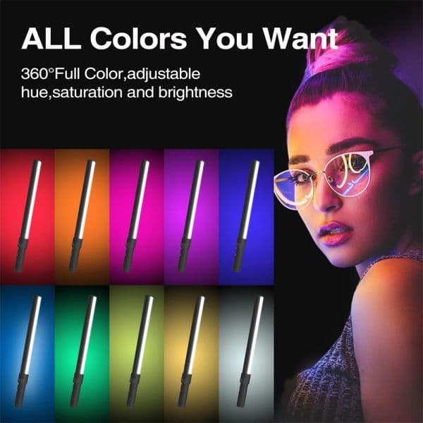 VL119 Handheld RGB Colorful Stick Light 50cm Handheld LED Light Wand CRI 95+ 2500K-9000K Photography Studio Lamp w Lcd Screen
