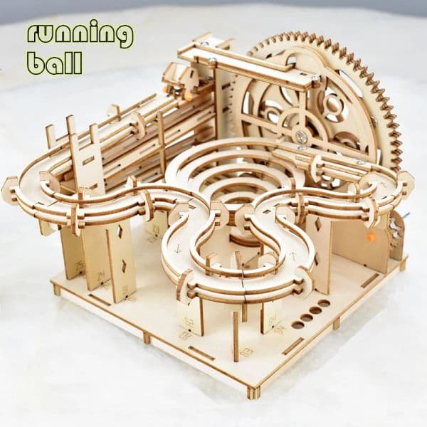 3D Wooden Puzzle Marble Run Set DIY Assemble Mechanical Model Building Kits STEAM Educational Toys for Adult Kids Birthday Gifts