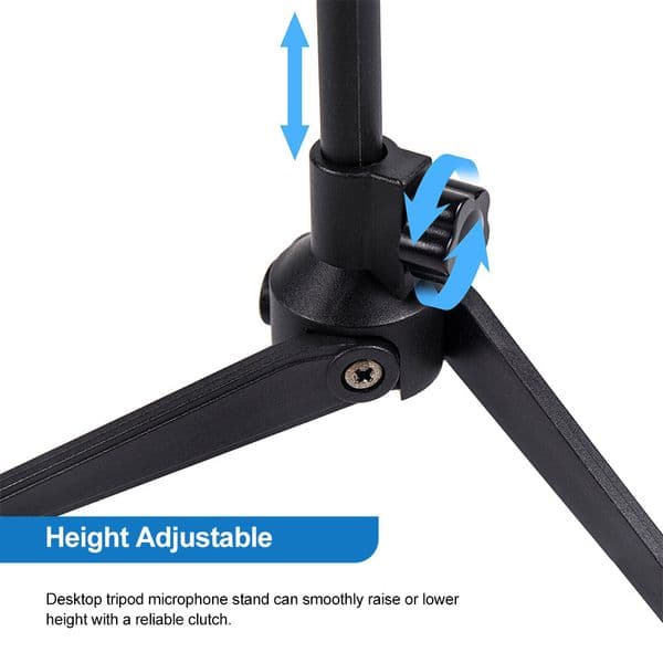 Microphone Stand Desktop Tripod Mini Portable Table Stand Adjustable Mic Stand Mic Clip Holder Bracket Lightweight Bracket