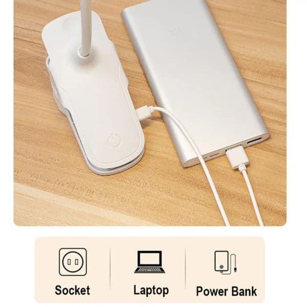 Table Lamp With Flexible Clip Usb Rechargeable 3 Colors Touch Dimming Night Light Led Desk Lamp For Reading Book Study