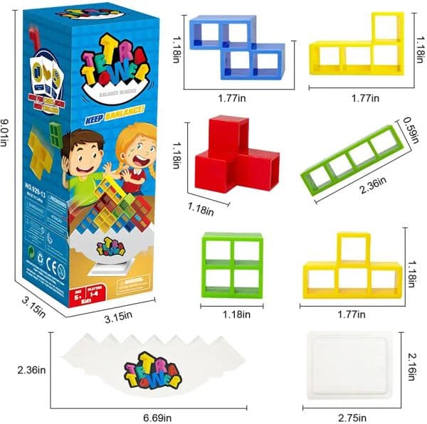 Building Block Brick Toy Balance Stacked Tetra Tower Game Swing High Russian Building Blocks Stack Children Desktop Toy
