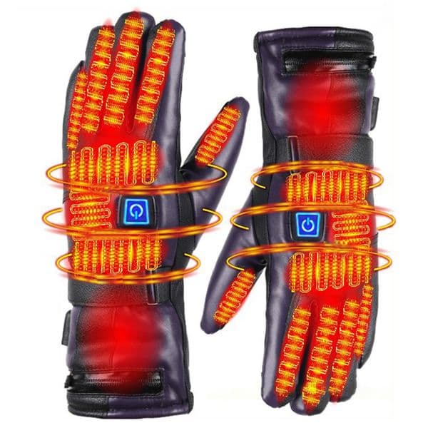 Unisex Electric Heated Gloves 3 Heating Modes Heated Motorcycle Gloves Waterproof PU Leather for Winter Outdoor Sports