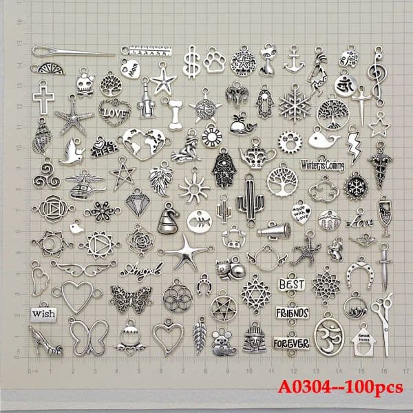 100pcs Random Styles Mixed Bulk Lots Charms For Jewelry Making Supplies DIY Bracelet Necklace Earring Keychain Pendant Wholesale