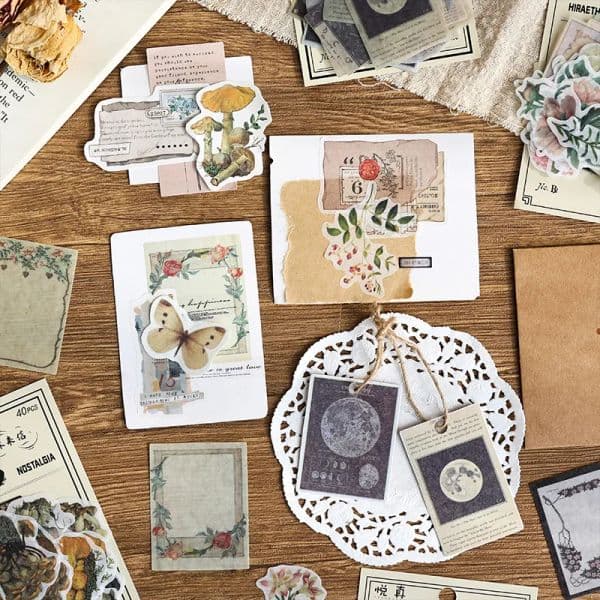 Journamm 40pcs/pack Srapbook Materials Stickers Pack Journaling Supplies Collage new 2025 Stationery Decor Diary Planner Vintage Stickers