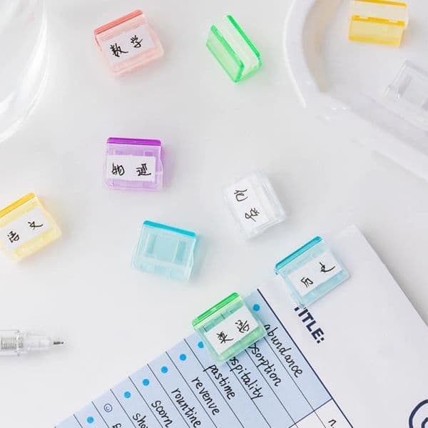 1/15pcs Mini Candy Color Paper Clips Pusher Transparent Bookmarks File Index Page Holder Clamp Office School Stationary Supplies