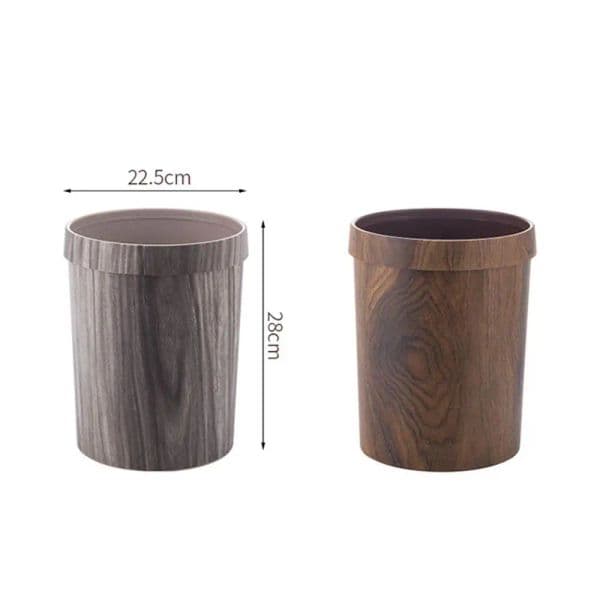 Retro Wood Grain Trash Can Living Room Waste Basket Creative Office Toilet Paper Basket Bathroom Bedroom Supplies