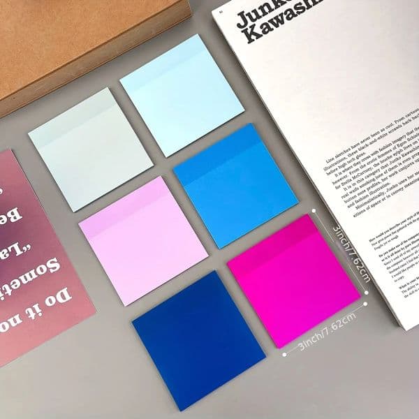 300PCS Transparent Sticky Notes, Set Of 6 Pads, 3''x3'', 6 Colors, Bible Journaling Study Office School Supplies