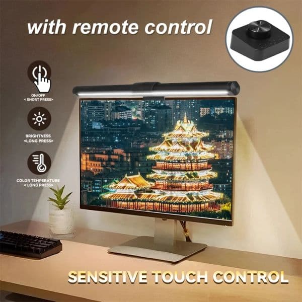 Monitor Lights Bar with Remote Control Curved RGB Screen Hanging Light Dimming Desk Lamp for Work laptop Computer Led Light