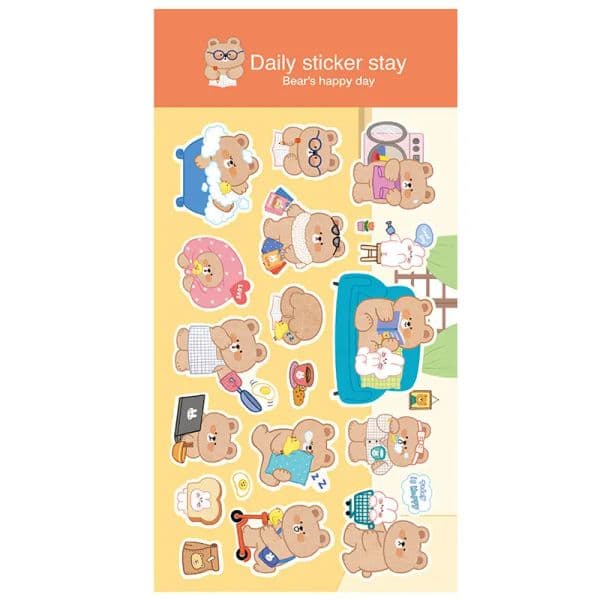 Korean Import Original BONITO Kawaii Bear Happy Daily Life Paper Stickers Scrapbooking Diy Journal Stationery Sticker Gift