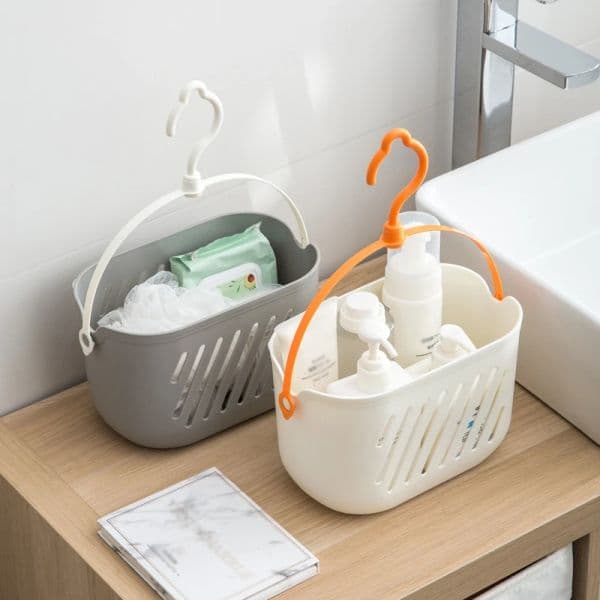 1PC Bathroom Hanging Basket with Rope Hook Kitchen Dorm Storage Basket Miscellaneous Items Hanging Bucket Can Be Hung Shelf