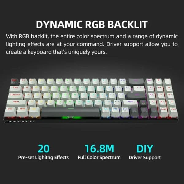 THUNDEROBOT K78 TKL Mechanical Keyboard Wired RGB 78Key 75% Compact TKL Layout Hot-Swappable Gaming Keyboard For Laptop PC Gamer