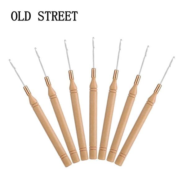 Handle Crochet Knitting Wooden Handle Hooks Needles Set Soft Weave Making Wigs For Hair Extensions Tools Deadlock Braid Hair