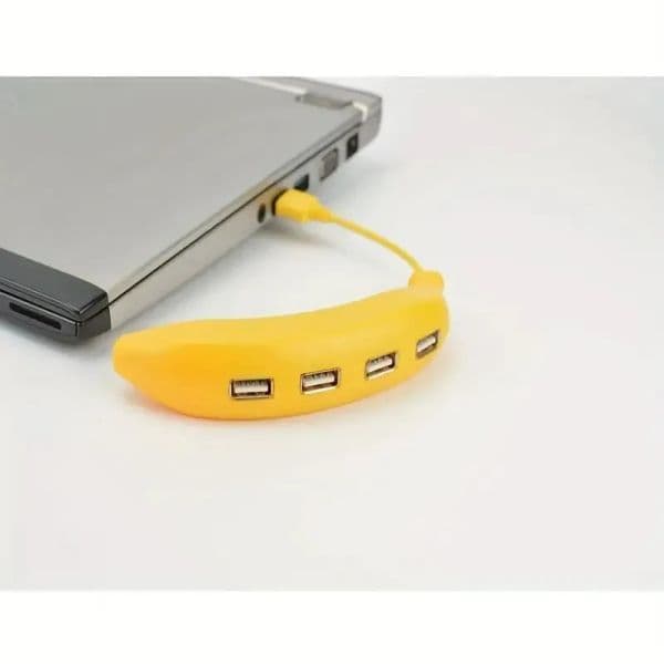 RUNBERRY Adorable Funny Banana Shape Design USB 2.0 4 Port Hub, Portable Creative Extender, Suitable for PC Mac Laptop USB-C HUB