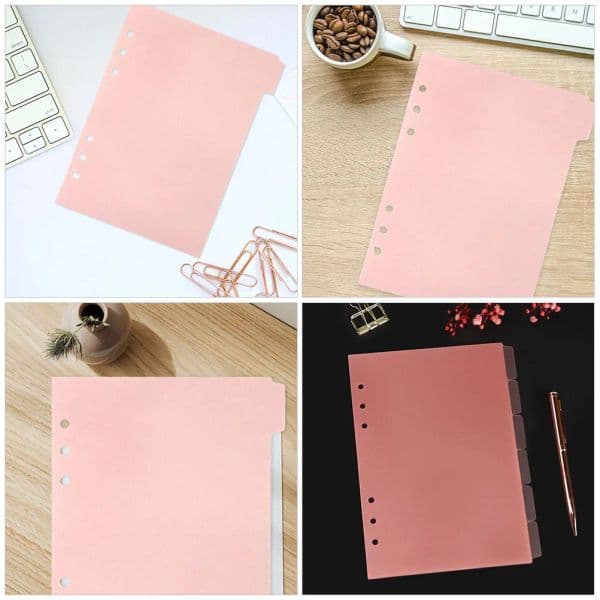 6 Sheets of A5 A7 Pink Black Index Divider Notebook Binder Divider 6-hole Loose-leaf Binder Paper Document Index Divider Paper