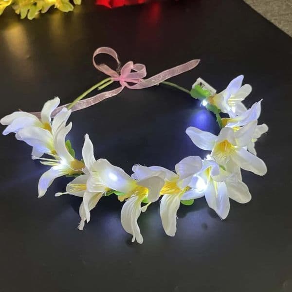Adult Child LED Light Up Angel Feather Wing Flower Wreath Headband Birthday Party Gift Costumes Halloween 2023