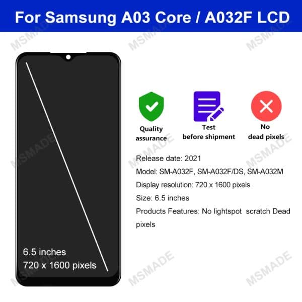 6.5" For Samsung Galaxy A03 Core LCD SM-A032F SM-A032F/DS SM-A032M Display Panel Glass Touch Screen Digitizer Assembly