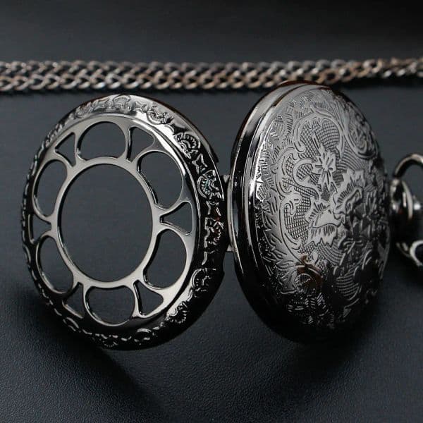 Sier Skull new Numeric Literal Hollow Pendant Quartz Pocket Watch Necklace Vintage Birthday 2025 Christmas Gifts for Men Women Friends