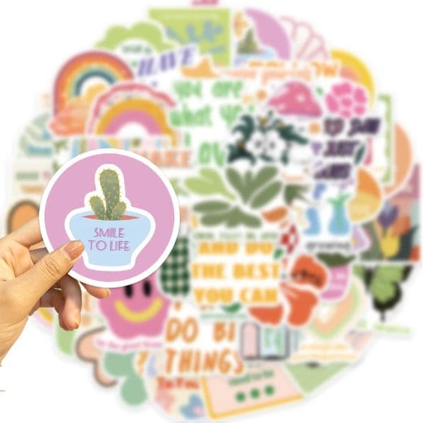 50pcs Preppy Aesthetic Stickers Danish Pastel Aesthetic Graffiti Stickers Luggage Skateboard Laptop Guitar Sticker Decals