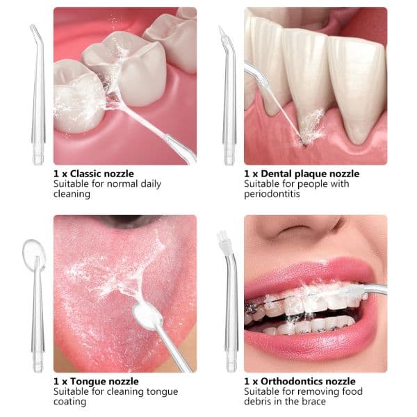 2024 Xiaomi Oral Irrigator Water Jet Pick Dental Flusher Tank Wash Teeth Whitening Portable Pick Stain Cleaner Tool 4 Nozzle
