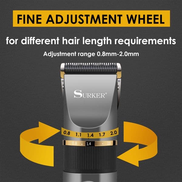 SURKER Professional Hair Clipper Ceramic Blade Male Hair Trimmer LED Display Haircut Machine USB charging