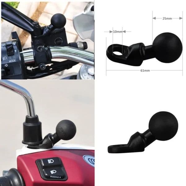 Motorcycle Bicycle Handle Bar Clip Clamp Rearview Mirror Bracket 1 Inch Ball Head Mount Adapter Holder for RAM Mounts
