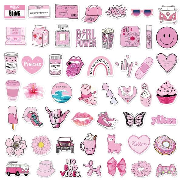 10/30/50/100PCS Pink VSCO Cute Girl Stickers Aesthetic Skateboard Laptop Guitar Graffiti Luggage Sticker Waterproof Decal Toys