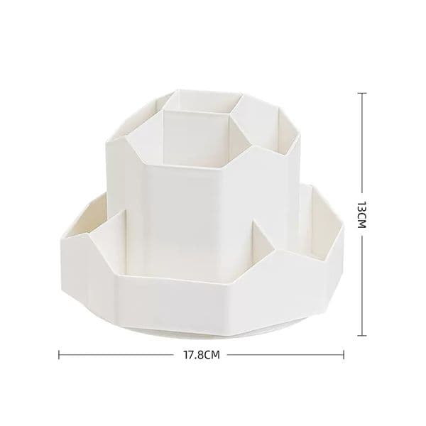 360°Rotatable Pen Holder Large Capacity Desk Pencil Storage Box 9-Grid Stationery Organizer School Office Pen Stand