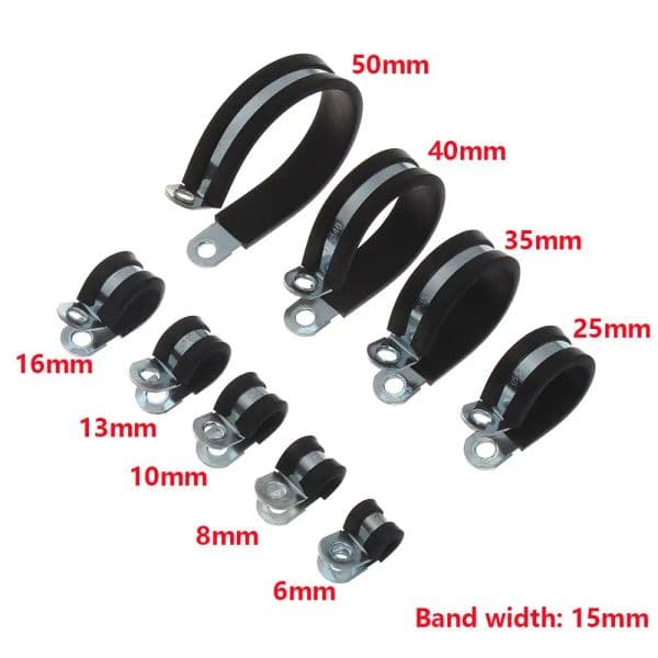 10Pcs Durable Rubber Lined P Clips Wiring Hose Clamp Pipe Cable Mounting Fix Fasteners Metal Hardware Electrical Fittings