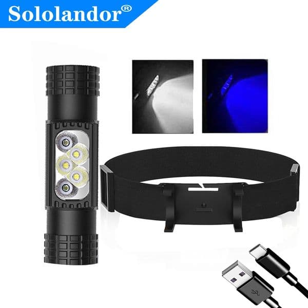 XPG G2 LED Mini night fishing Headlamp High Power White Blue Headlight 18650 Type-C USB Head Torch catch fish Flashlight Lamp