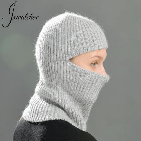 Jxwatcher Winter Ski Mask Beanie Hat Unisex Solid Color One Hole Balaclava Women Men Autumn Warm Knitted Full Face Beanies Cap