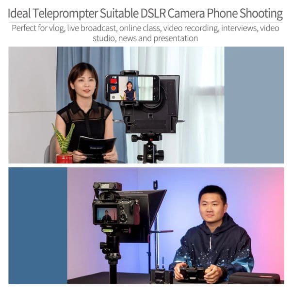 FEELWORLD Mini Teleprompter TP2A 8 inch Portable Supports Under Smartphone Tablet Prompting DSLR Camera Bluetooth
