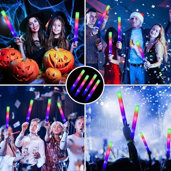 15/20Pcs LED Glow Sticks Bulk Colorful RGB Glow Foam Stick Cheer Tube Dark Light for Xmas Birthday Wedding Party Supplies c6faf 5 24755