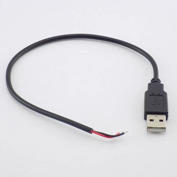 ESCAM 0.3/1/2M DC 5V USB 2.0 Type A Male 2 Pin Cable Power Supply Adapter Charge for Smart Devices DIY Connector Wire