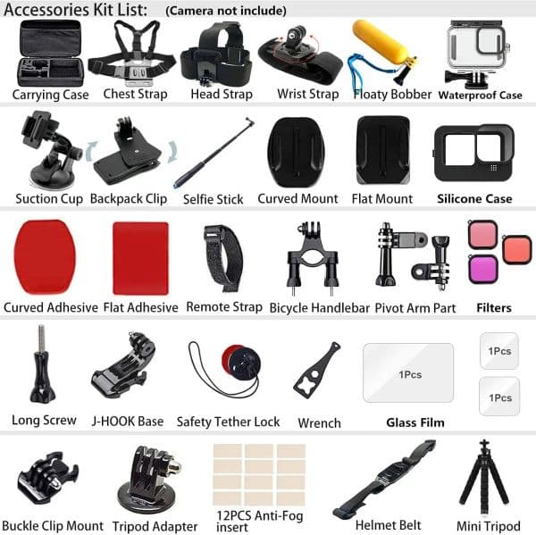 KFFTWWX Accessories Kit for Gopro Hero 12 11 10 9 Black Carrying Bag Waterproof Housing Case Tripod Set for Go Pro Hero11 Hero12