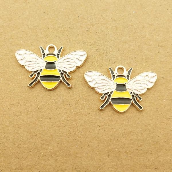 10pcs Bee Charm for Jewelry Making Enamel Earring Pendant Bracelet Necklace Accessories Diy Supplies Zinc Alloy Gold Plated