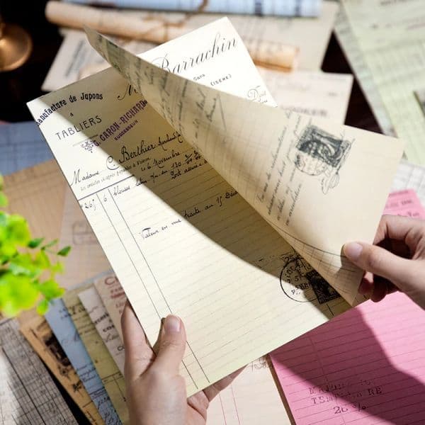 30 Sheets Vintage bill style Large size Material paper Planner Decorative Diy Scrapbooking junk journal Background paper