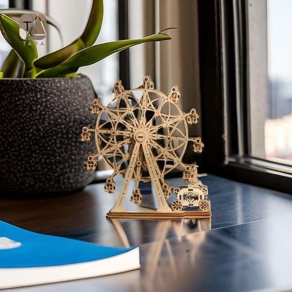 Tada DIY 3D Wooden Puzzle Rotatable Ferris Wheel Assembly Toy Birthday Gift For Kids Adult Home Decor