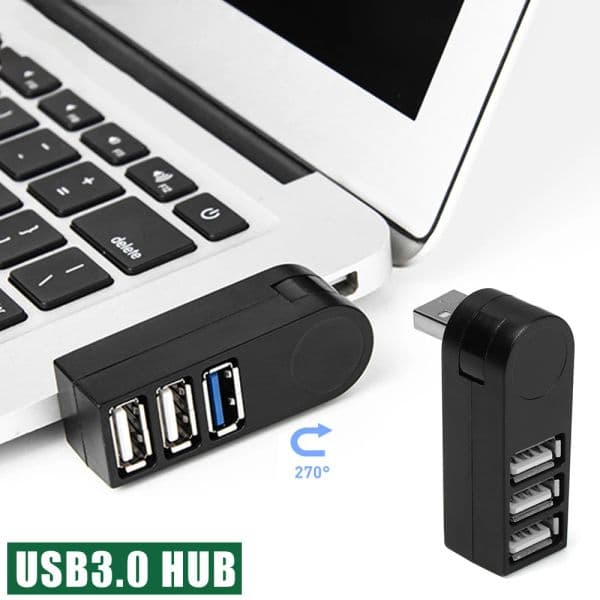 Universal Mini Rotatable 3 Port USB 2.0 3.0 Hub High Speed Data new Transfer Splitter Box Adapter USB 2025 Expander For PC Laptop Book