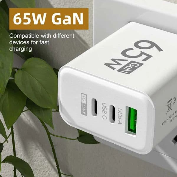 65W GaN Charger USB Type C Fast Charging Adapter Quick Charge 3.0 PD Mobile Phone Charger For iPhone 15 14 Samsung Xiaomi Huawei