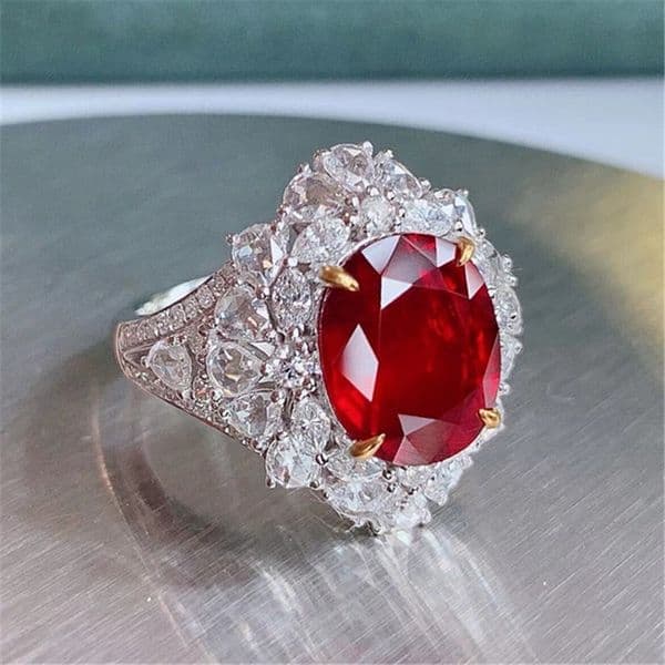 Vintage Ruby Diamond Ring 925 sterling silver Party Wedding band Rings for Women Bridal Promise Engagement Jewelry Gift