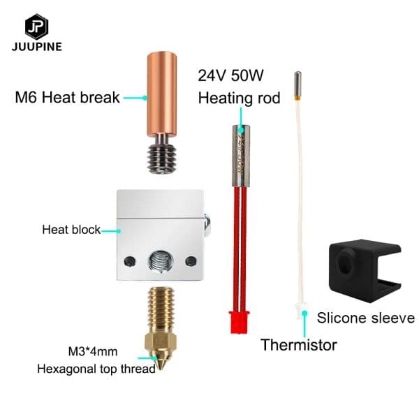 For Elegoo Neptune 4 Hotend 24v 50w Elegoo Neptune 4 Pro Hotend Upgraded Heat Break Heater Block Brass Nozzle Heating Rod Parts