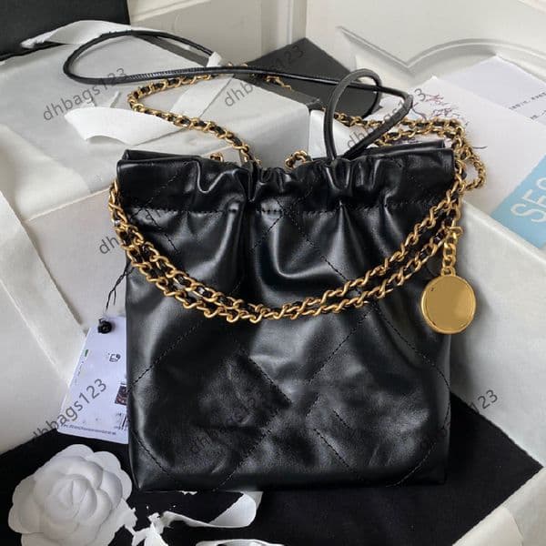 10A 22 bag designer bags bucket bags mini crossbody bag Chain Shoulder Bag Drawstring Handbag Coins Chains Mini tote Black White chain Shoulder Fashion Original top