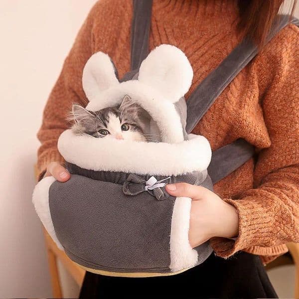 Cat Carriers Pet Carrier Bag Small Dogs Backpack Warm Soft Plush Carring Pets Cage Walking Outdoor Travel Kitten Hanging Chest