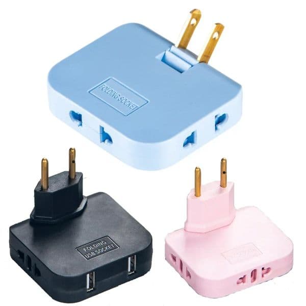 2USB 3 in 1 EU/US Power Socket Plug Adapter Foldable US To EU Travel Aadapters Power Converter KR Plug Electrical Socket AC Outlet 4Pcs/Pack