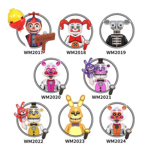 WM6097 8Pcs/Lot Five Nights At Freddy's Lolbit Bonnie Endo Bolloons Boy Mini Action Toy Figures FNAF Building Blocks Cartoon Anime DIY Bricks Kids Educational Toys
